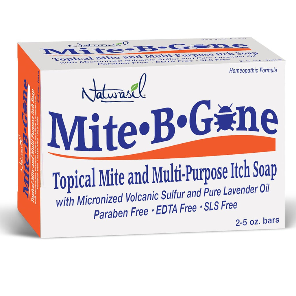 Mite Treatment for Humans, Sulfur Soap by Mite-B-Gone - 2 Pack, 5 oz Bars