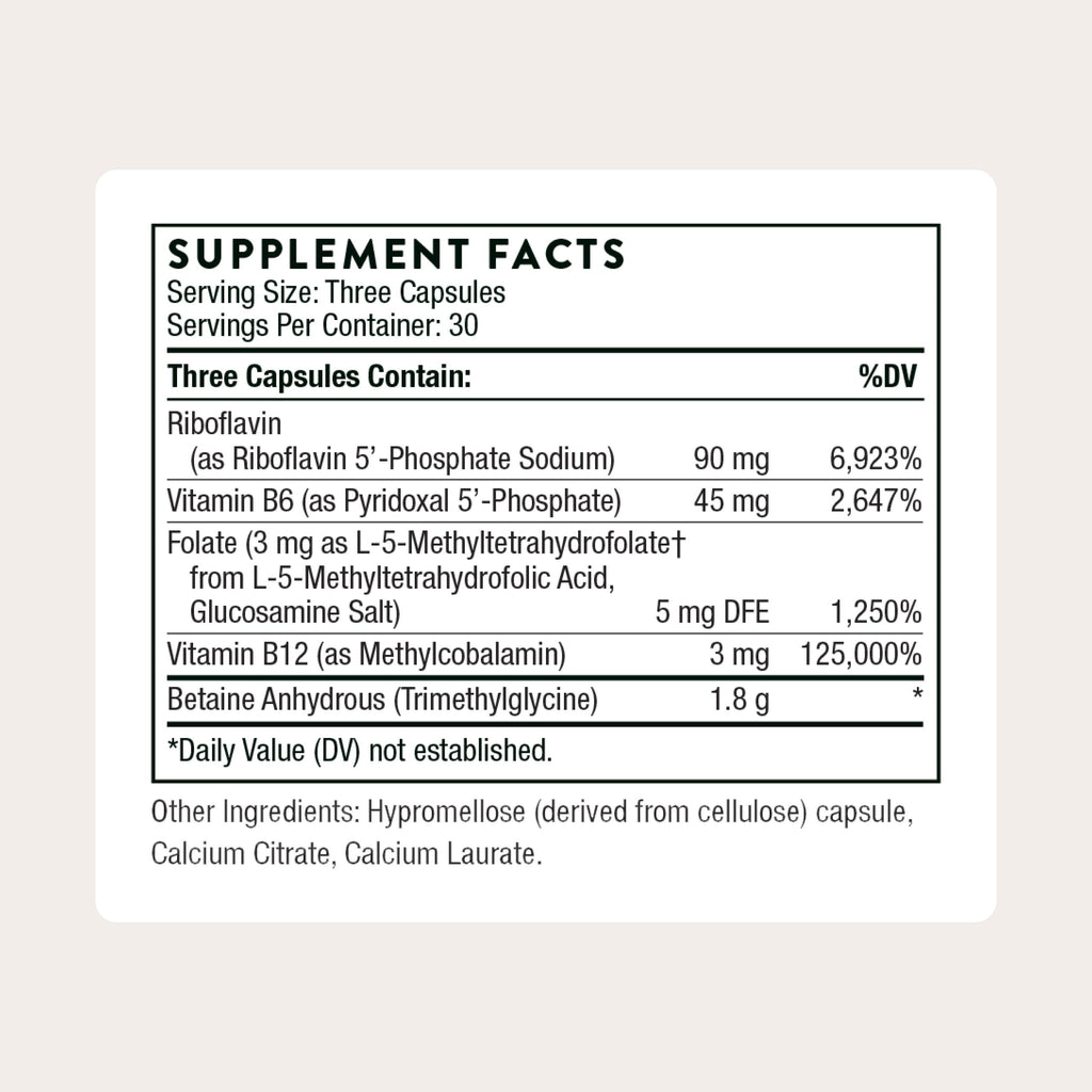 THORNE Methyl-Guard Plus, Active Folate, Vitamins B2, B6 & B12, 90 Capsules