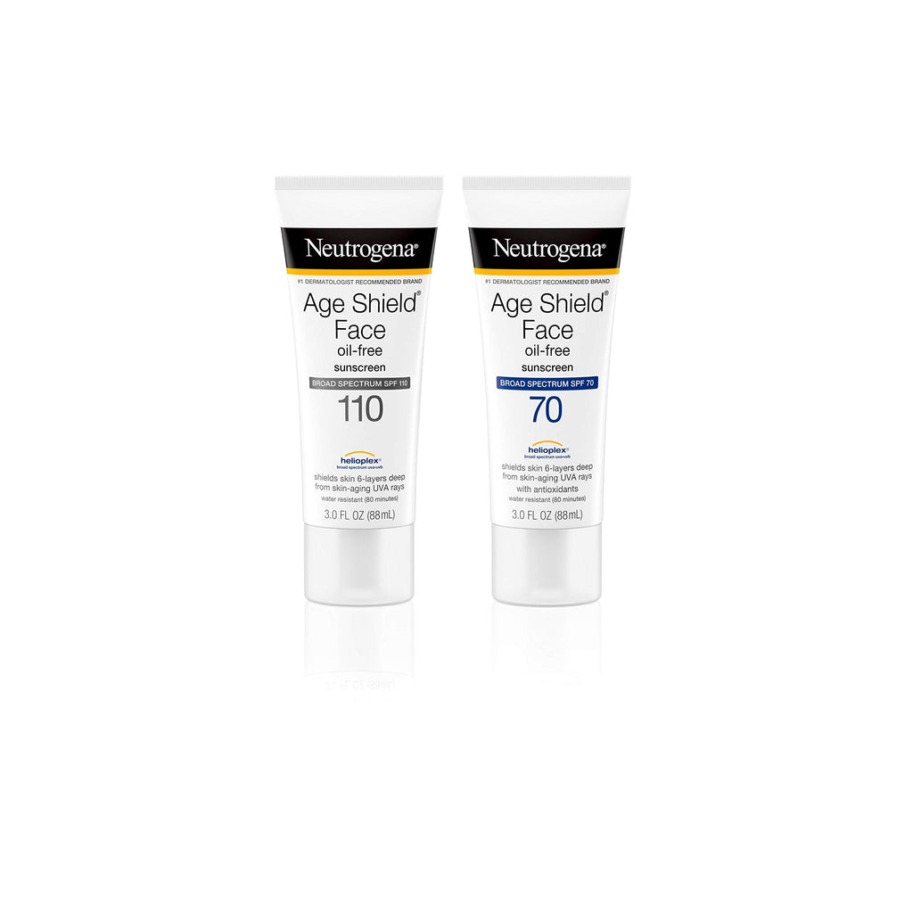 Buy now Neutrogena Age Shield Face Oil-Free Sunscreen Lotion with Broad Spectrum SPF 70, Non-Comedogenic Moisturizing Sunscreen to Help Prevent Signs of Aging, PABA-Free, 3 fl. oz. at indiglob india