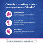 Florastor Probiotics for Women, Digest and De-Stress, 30 Capsules | Digestive Health and Vaginal Probiotic with L-Theanine for Mind and Body Wellness