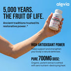 Alevia Organic Pomegranate Capsules 700mg – Pomegranate Fruit Extract Supplement – Organic Pomegranate Extract for Antioxidant, Heart & Energy Support – Ancient Wellness Formula – 60 Capsules