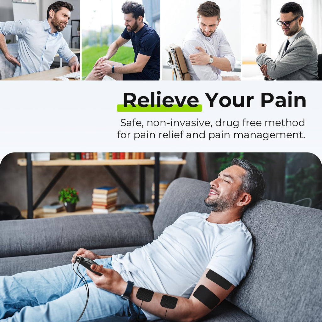 AUVON 3-in-1 TENS Unit Muscle Stimulator for Pain Relief, Large Screen