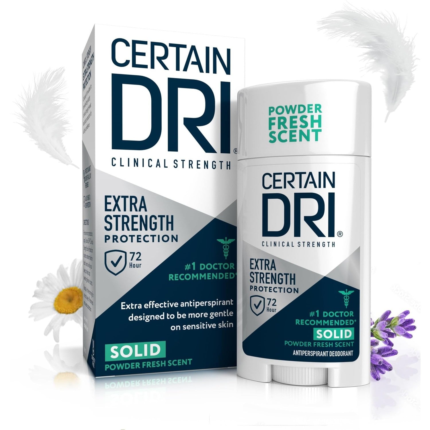Certain Dri Extra Strength Clinical Antiperspirant, 1.7 oz | 24-Hour Underarm Sweat & Odor Protection for Excessive Sweating, Maximum Deodorant for Men & Women, Powder Fresh Scent
