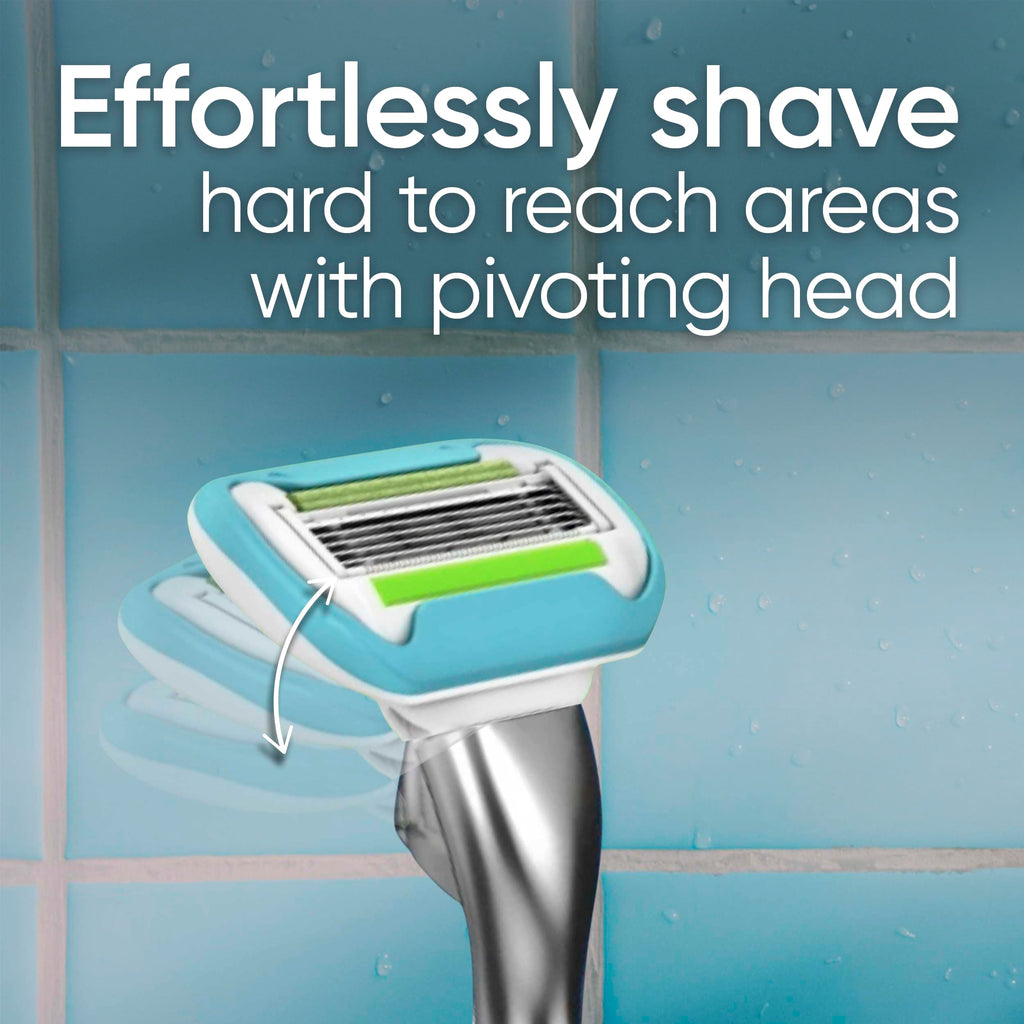 Gillette Venus Razor for Women, Extra Smooth, Includes 1 Reusable Razor Handle + 4 count 5-Bladed Razor Refills, Women's Razor with Durable Metal Handle and Shower Holder