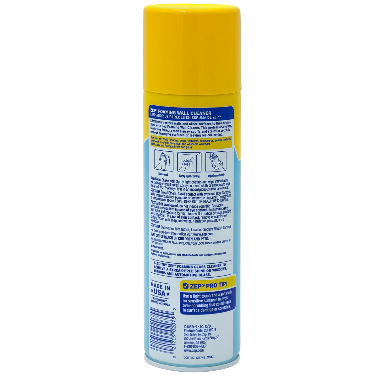 Zep Foaming Wall Cleaner 18oz 2-Pack with Blue Microfiber Rag