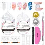 Makartt 3D Gel Nail Art, Clear Non-Sticky 4-in-1 Glux Gel | For Molding, Carving, Shaping, Raised Designs and Nail Extension, UV/LED Cure, Home DIY and Professional Nail Art, 15g