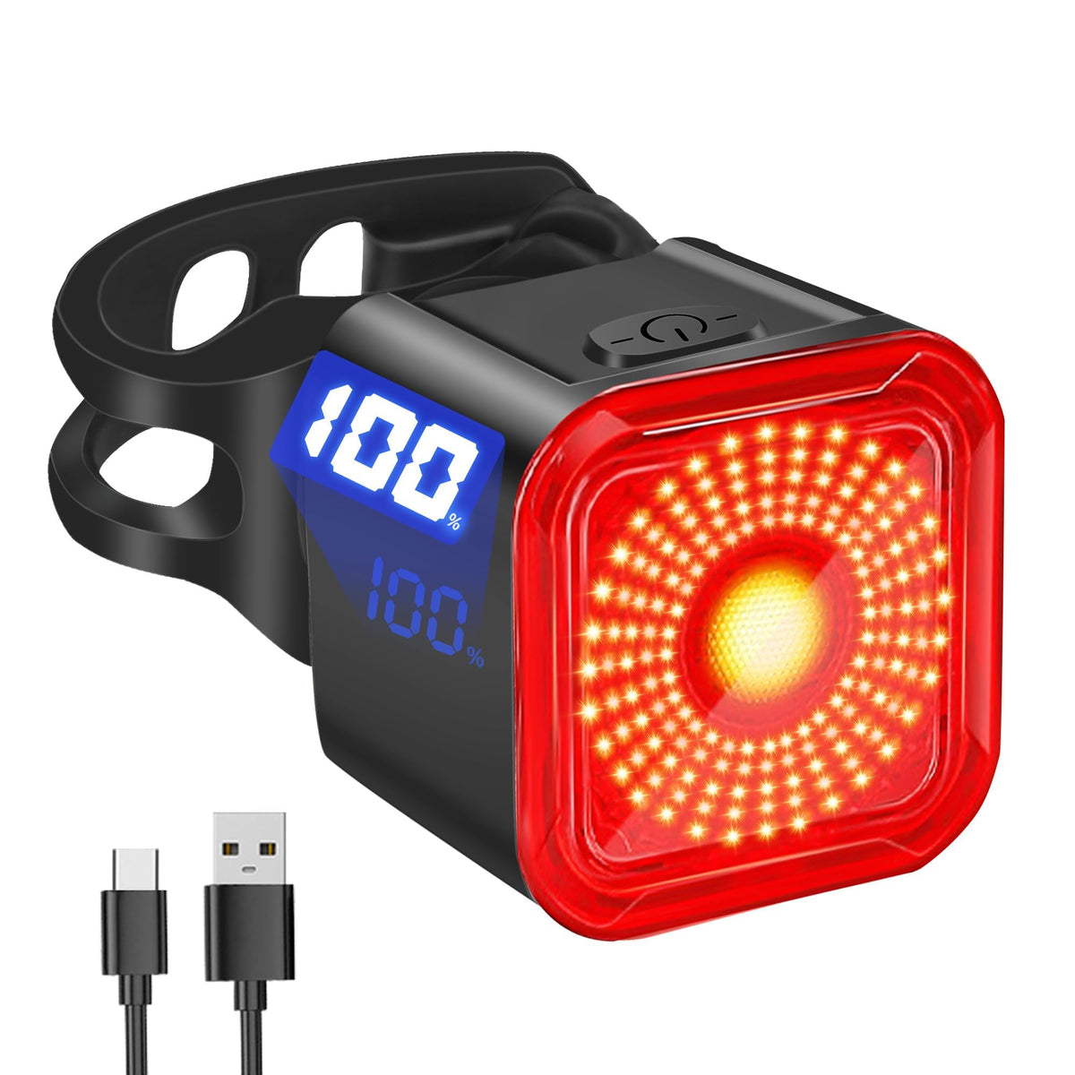 DARKBEAM Bike Tail Light with LED Display Screen, USB-C Rechargeable
