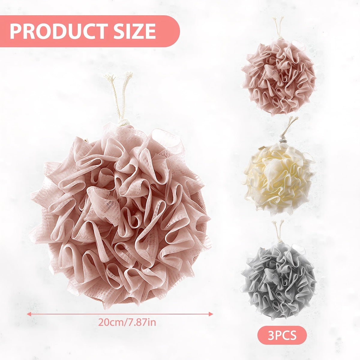 3 PCS Bar Soap Loofah Pouch, New 2 in 1 Drawstring Loofah Soap Holder, Exfoliation Mesh Shower Ball for Cleansing and Smooth Skin (Beige+Grey+Pink)