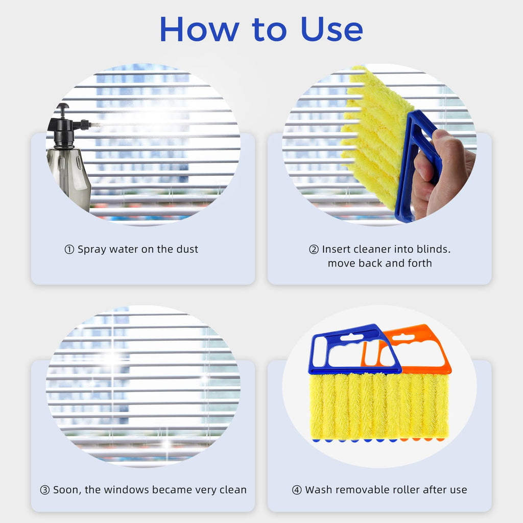 Blind Cleaner Duster Tool, 4Pcs Washable 7-Finger Venetian Window Duster