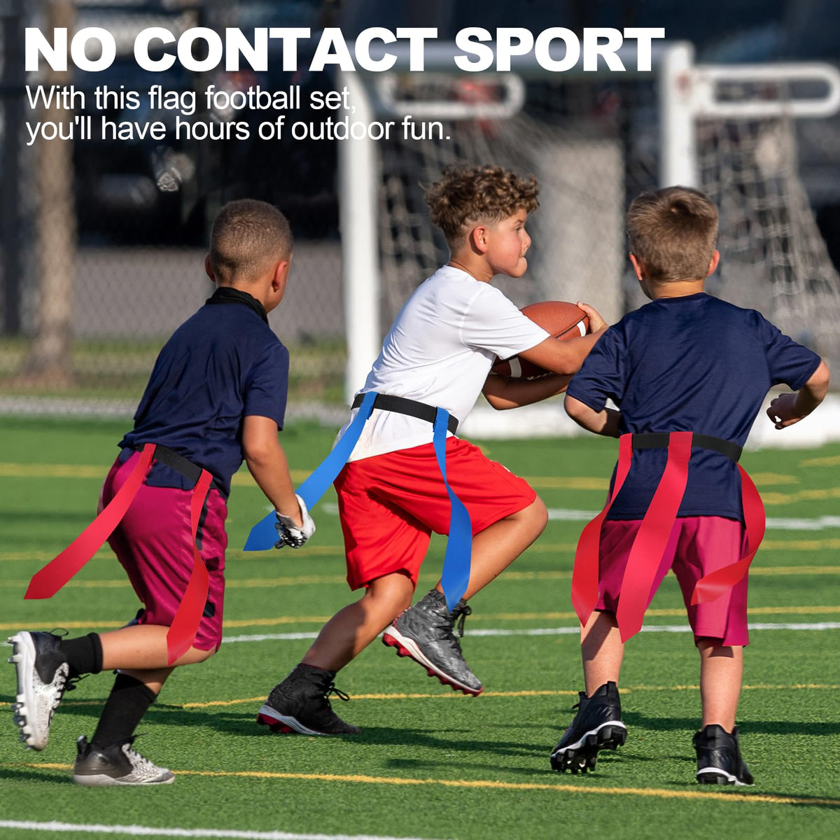 Flag Football Set, 14-Player Kit with 42 Flags, Size 3 Ball and Cones