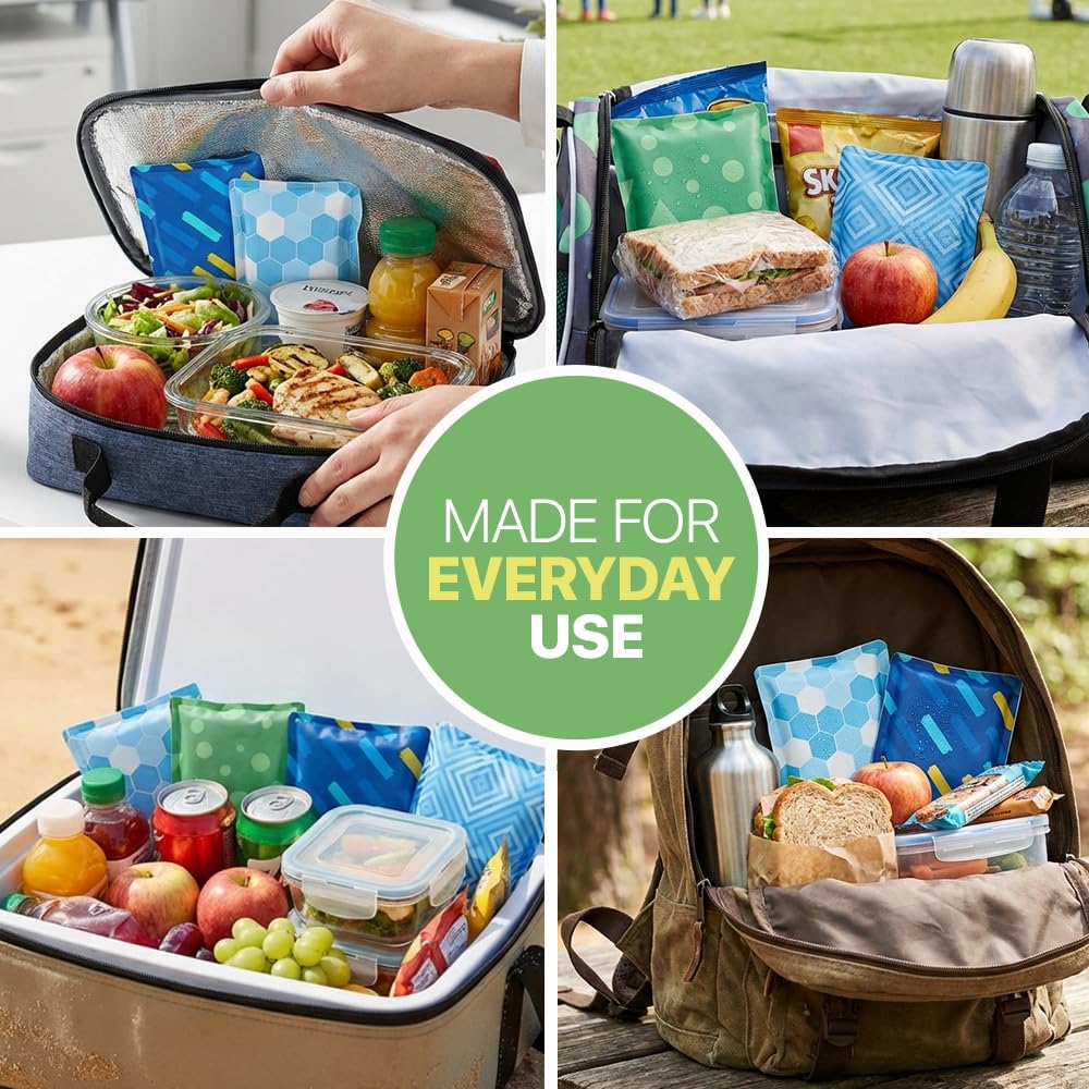 4 Pack Slim Ice Packs for Lunch Boxes, Reusable Kids Cold Packs for Coolers