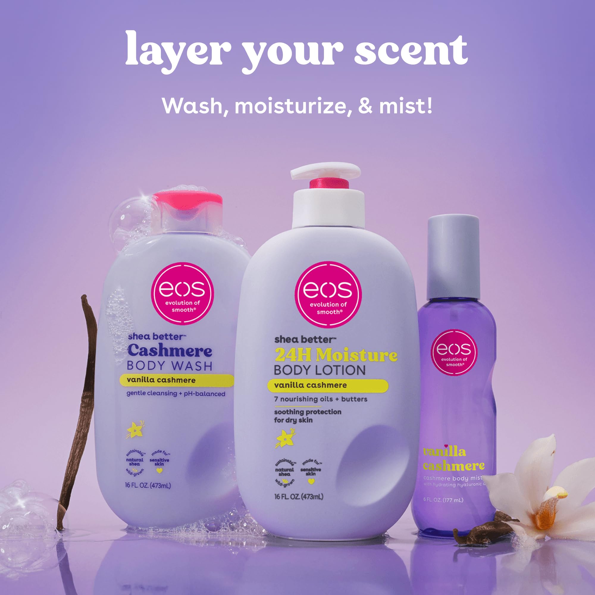 Buy now eos Shea Better Body Lotion Vanilla Cashmere, 24-Hour Moisture Skin Care, Lightweight & Non-Greasy, Natural Shea, Vegan, Vanilla Body Lotion, 16 fl oz at indiglob india