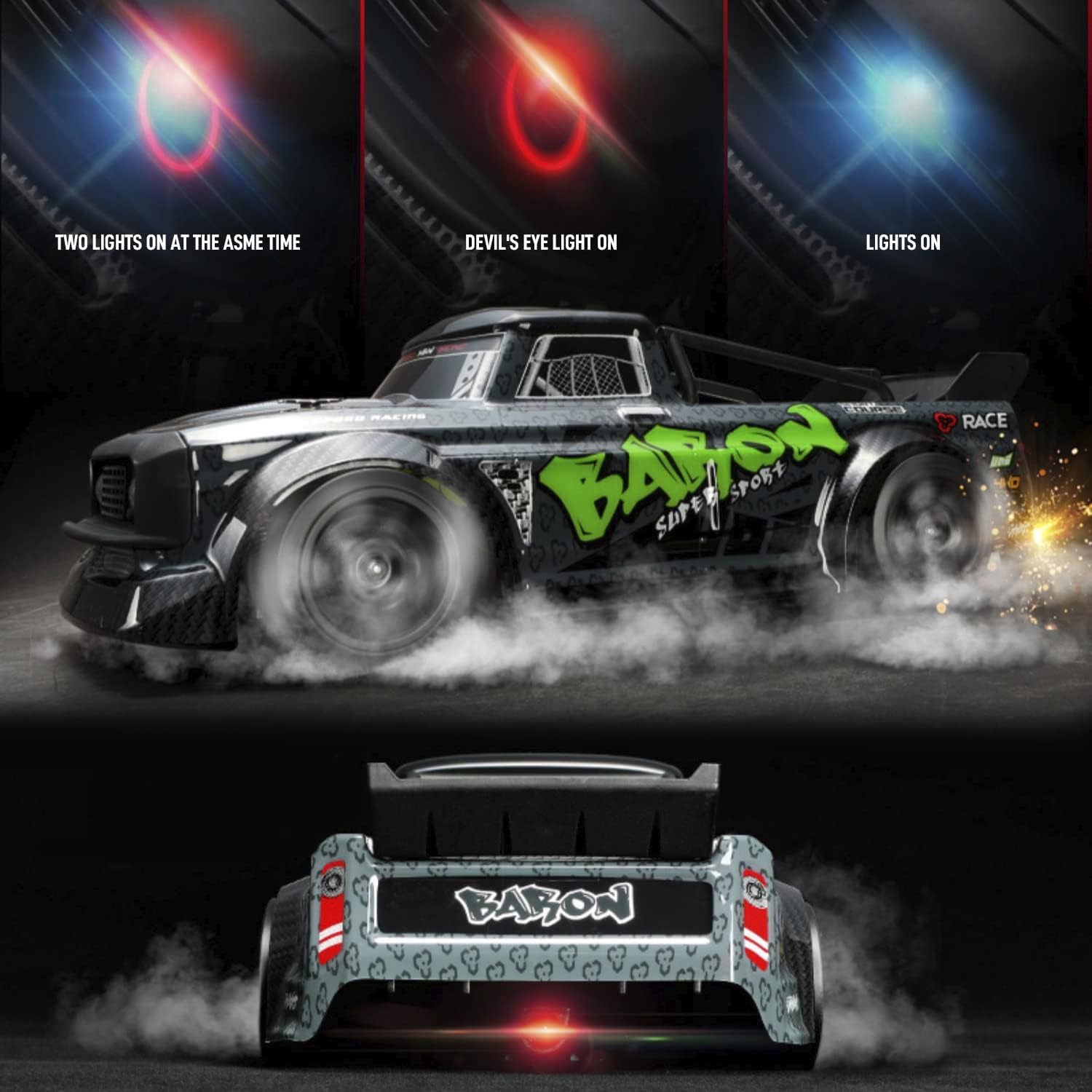 Buy now High Speed RC Drifting Car, 1:16 20MPH Remote Control Car for Drift and Race, ESP 2.4Ghz Proportional Throttle & Steering Control 4WD Racing Trucks with Led Lights for Adults and Kids at indiglob india