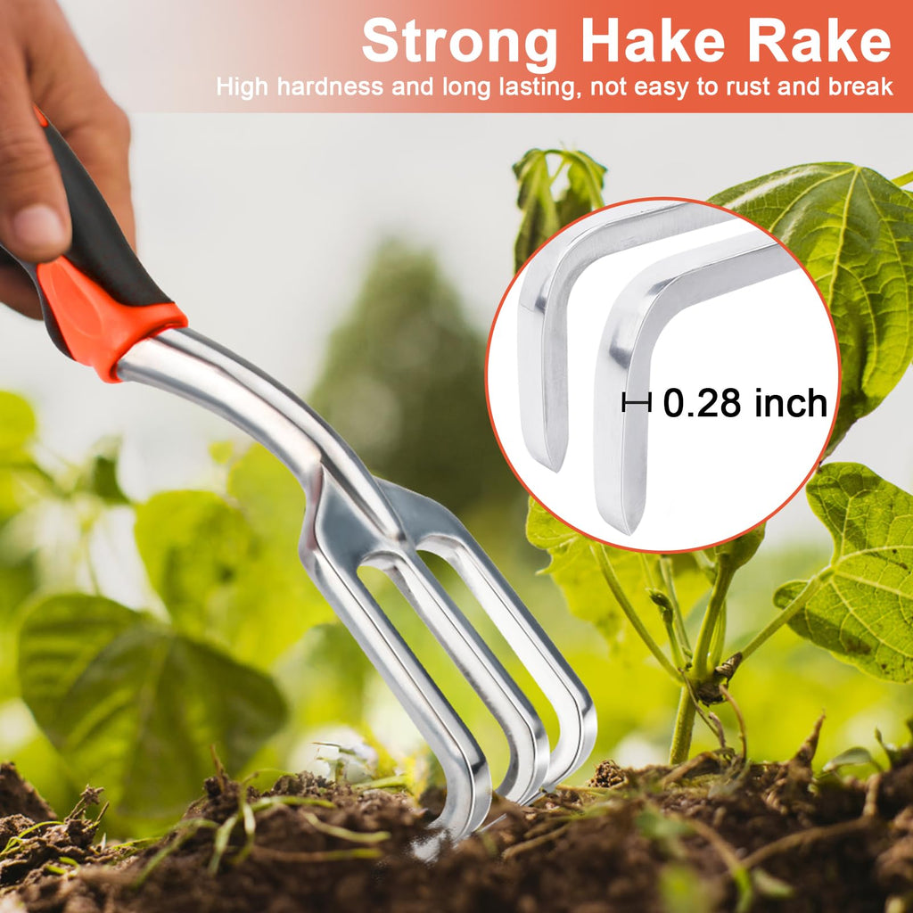 Hand Rake Garden Tool, Heavy Duty Hand Cultivators for Gardening, Small Garden Claw Tool Garden Handrake with Ergonomic Handle, Weed Rake Cultivator Tool for Cultivating, Loosening, Weeding