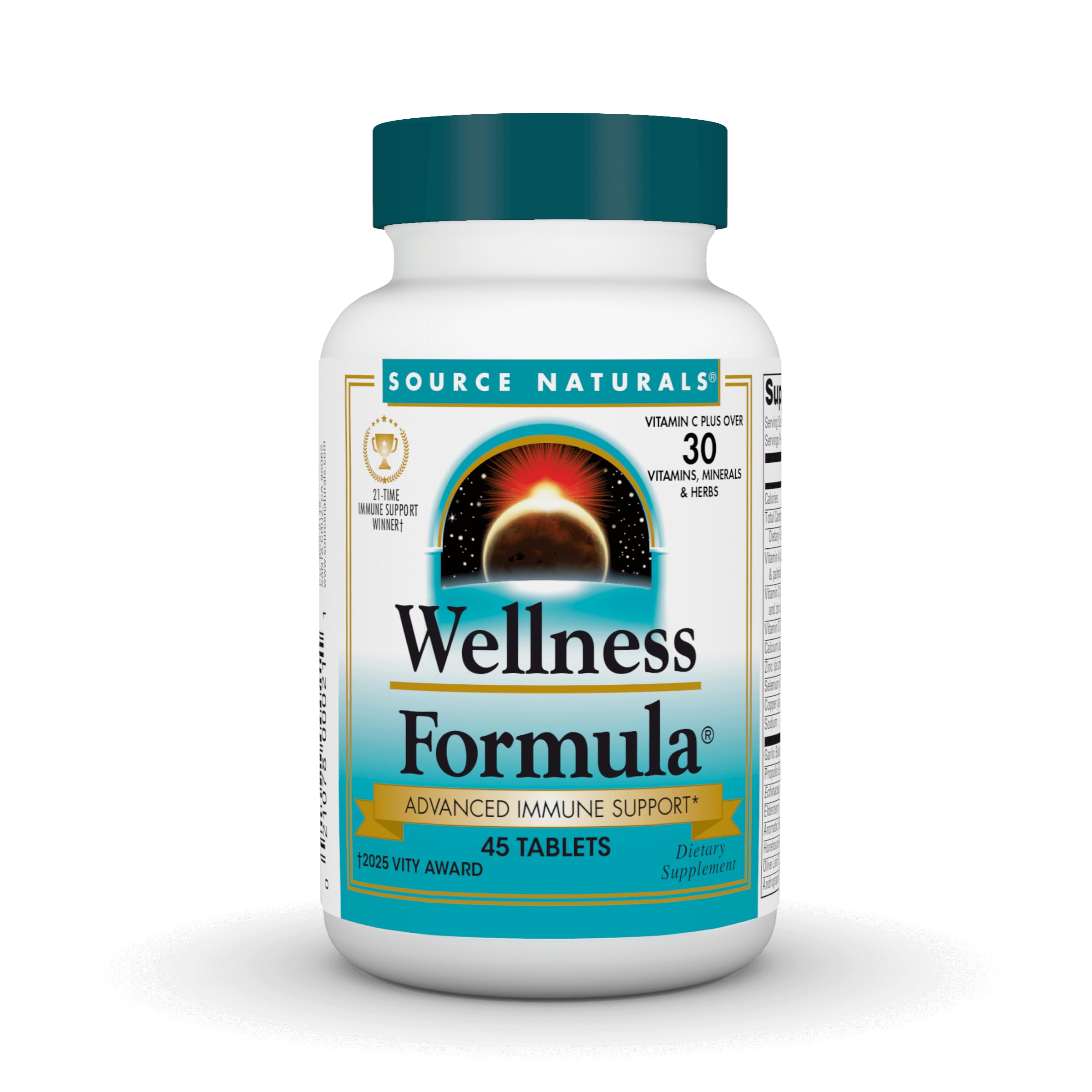 Source Naturals Wellness Formula, Advanced Immune Support* - 180 Tablets | Bio-Aligned Vitamins & Herbal Defense with Vitamin C Plus 30 other Vitamins, Minerals & Herbs for Immune System Support*