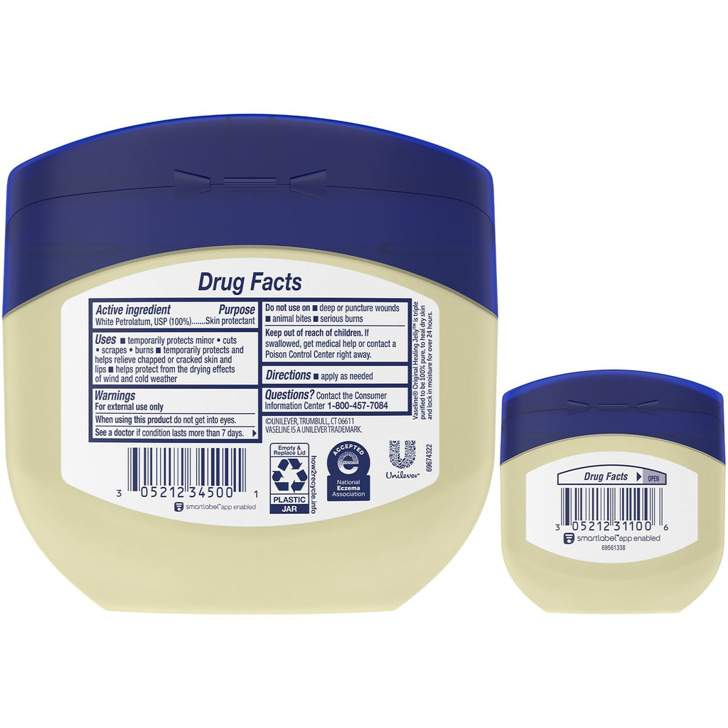 Buy now Vaseline Petroleum Jelly 2-Size Variety 4-Pack â€“ Hypoallergenic Skin Protectant, Unscented Healing Ointment for Beauty & Personal Care at indiglob india