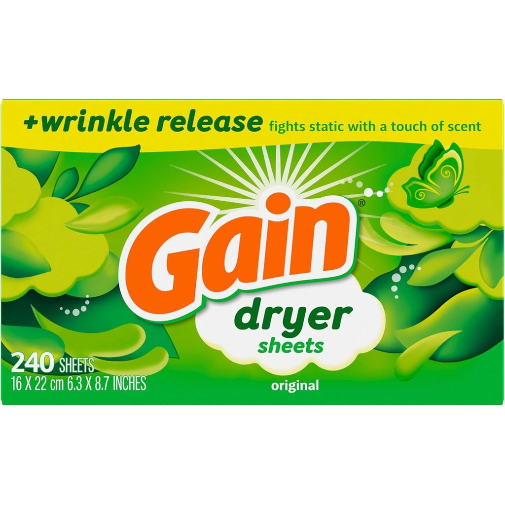 Buy now Gain Dryer Sheets Plus Wrinkle Release, Original Scent, 240 Count, Fights Static With a Touch of Scent, Laundry Sheets at indiglob india