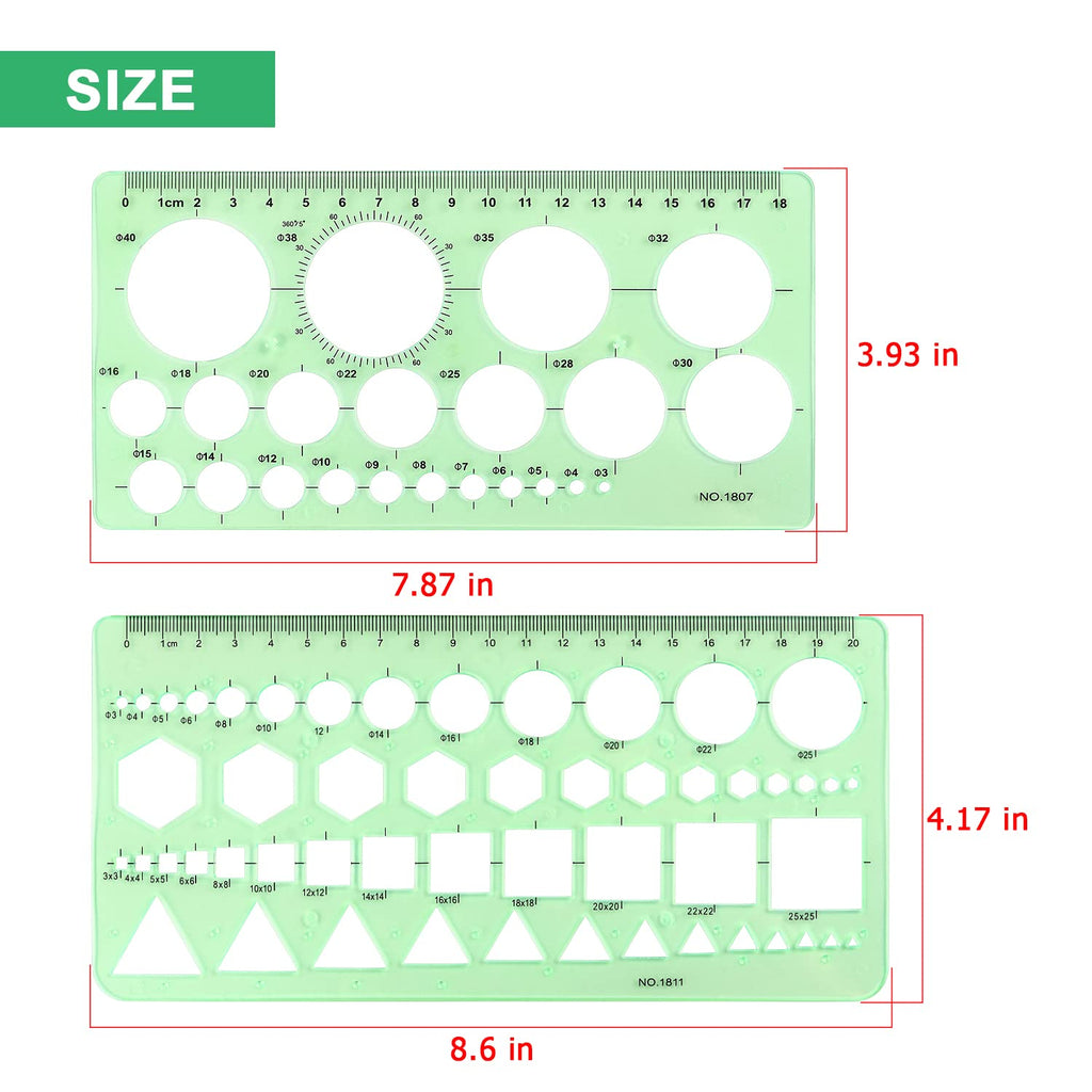 Tamaki Circle Template, Geometric Drawings Stencils, 2 Pack