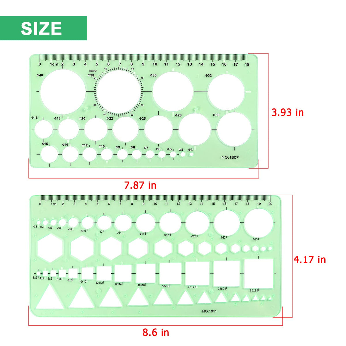 Tamaki Circle Template, Geometric Drawings Stencils, 2 Pack