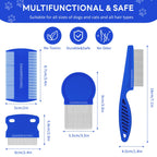 4-Pack Flea Comb for Dogs & Cats Stainless Steel Pet Grooming Comb Set