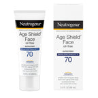 Buy now Neutrogena Age Shield Face Oil-Free Sunscreen Lotion with Broad Spectrum SPF 70, Non-Comedogenic Moisturizing Sunscreen to Help Prevent Signs of Aging, PABA-Free, 3 fl. oz. at indiglob india