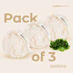 Buy now MainBasics Seaweed Infused Bath Shower Loofah Sponge Pouf Body Wash Scrubber (Set of 3) at indiglob india