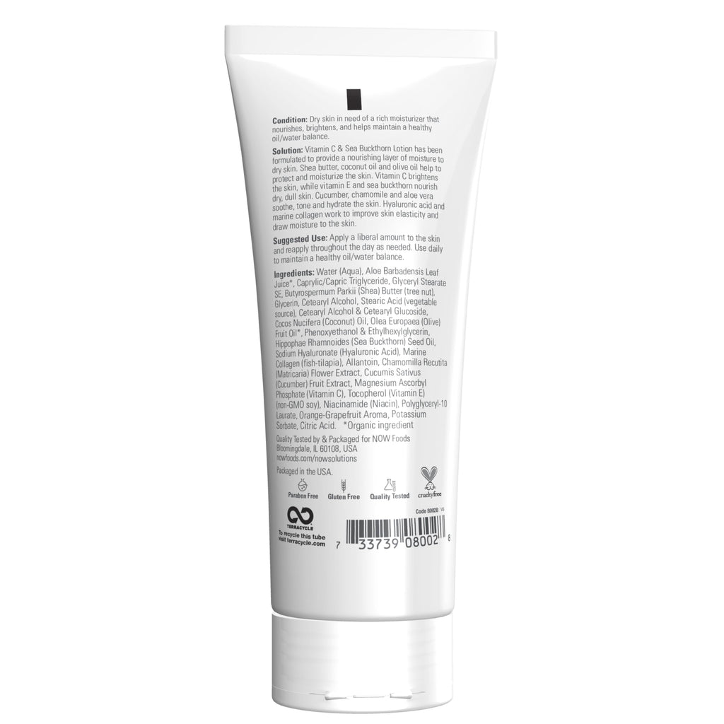 Buy now NOW Foods Solutions, Vitamin C and Sea Buckthorn Lotion, Hydrates, Repairs and Nourishes Dry Dull Skin, 8-Ounce at indiglob india
