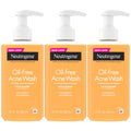 Neutrogena Oil Free Acne Face Wash, 9.1 fl. oz, 3 Pack | Salicylic Acid, Noncomedogenic, Residue-Free Facial Cleanser, Suitable for Oily Skin, Easy-Pump Bottles