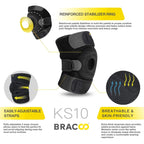 Buy now Bracoo Knee Support Brace for Men Women, Adjustable Compression Sleeve Wrap Patellar Pad Tendon - Arthritis Pain, meniscus tear, Injury Recovery, Running, Workout, KS10 at indiglob india