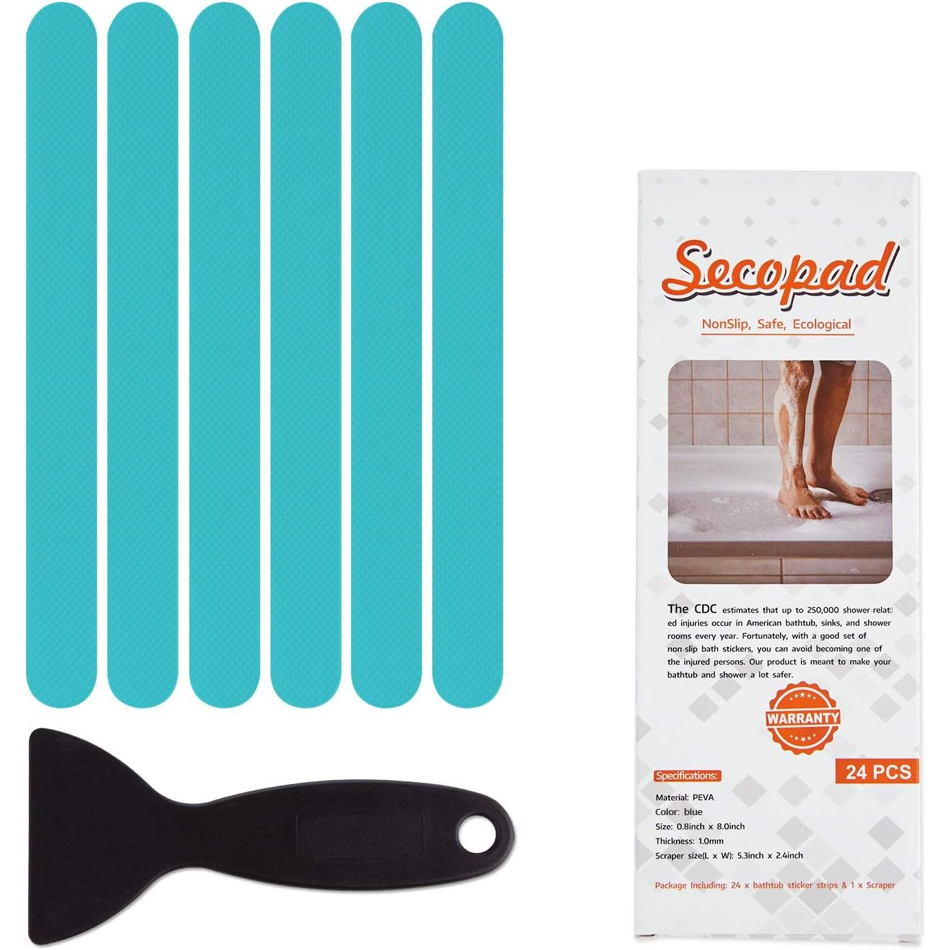 Buy now Anti Slip Shower Stickers 24 PCS Safety Bathtub Strips Adhesive Decals with Premium Scraper for Bath Tub Shower Stairs Ladders Boats Blue 24 at indiglob india
