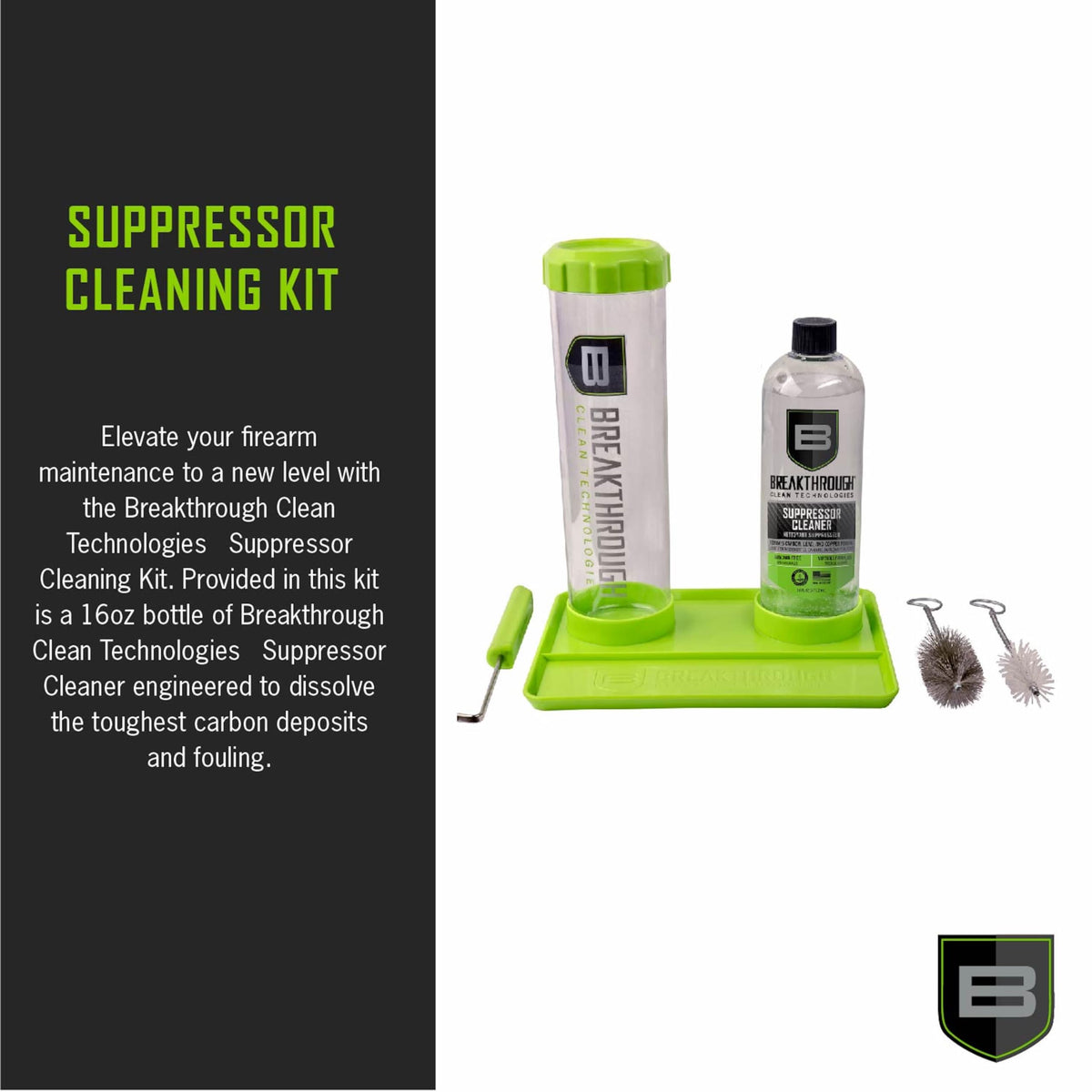 Breakthrough Clean Technologies Suppressor Cleaning Kit, 16oz. Removes Carbon and Lead depsosits