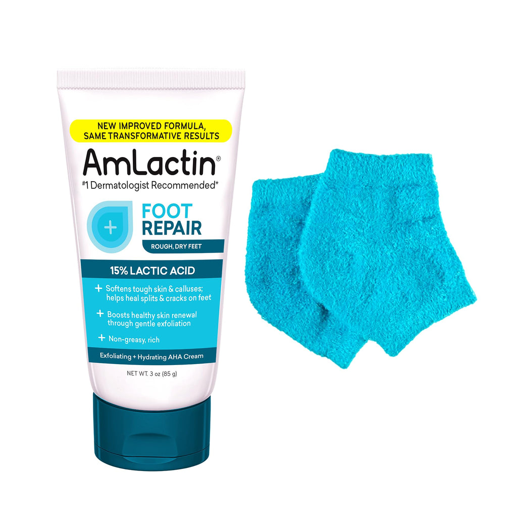 AmLactin Foot Repair Cream, 15% Lactic Acid for Cracked Heels, 3 oz | 15% lactic acid foot cream exfoliates, softens calluses and moisturizes dry, cracked heels and rough feet without scrubbing.