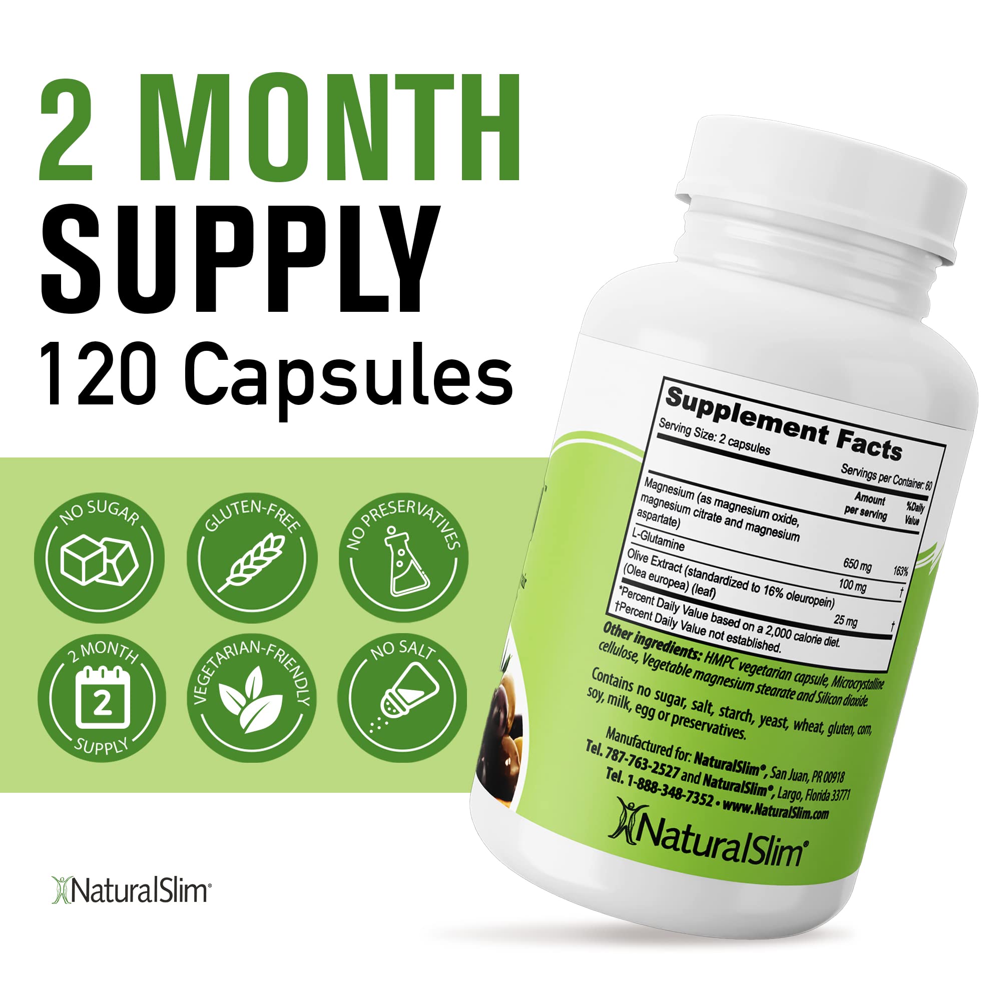 NaturalSlim Constipend Magnesium Oxide, 120 Vegetable Capsules, 3 Pack | Constipation Relief, Colon Cleanser and Stool Softener for Women and Men