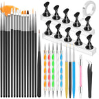 YOOVR 28-In-1 Nail Art Tools with Nail Stand Holder for Press on Painting | Nail Art Brushes, French Tip Liner Brushes, Dotting Tools, Must Have Design Tools Supplies for Nail Tech & Beginners (Pink)