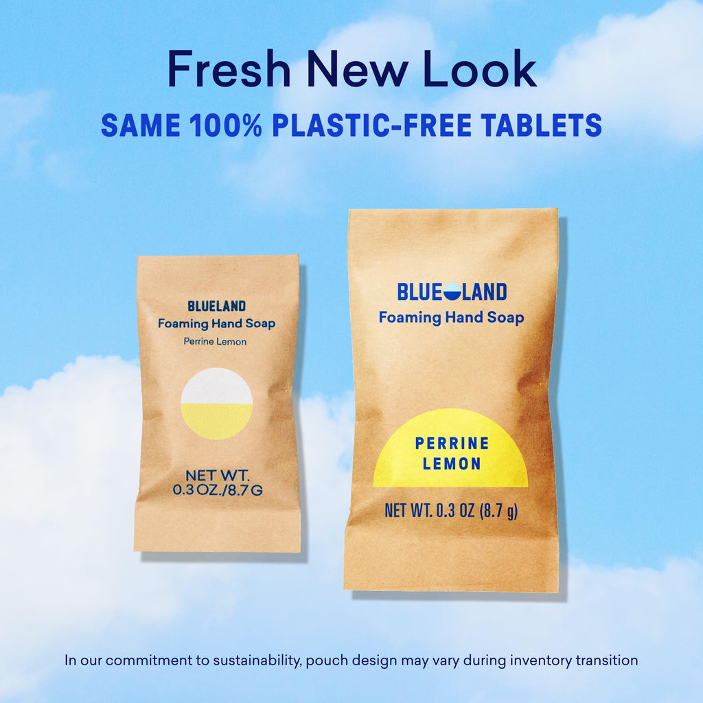 BLUELAND Foaming Hand Soap Refill Tablets, 4-Pack, Variety Scents | 100% Plastic-Free Tablet, Plant & Mineral-Based, Hypoallergenic, EPA Safer Choice, Safe for Sensitive Skin