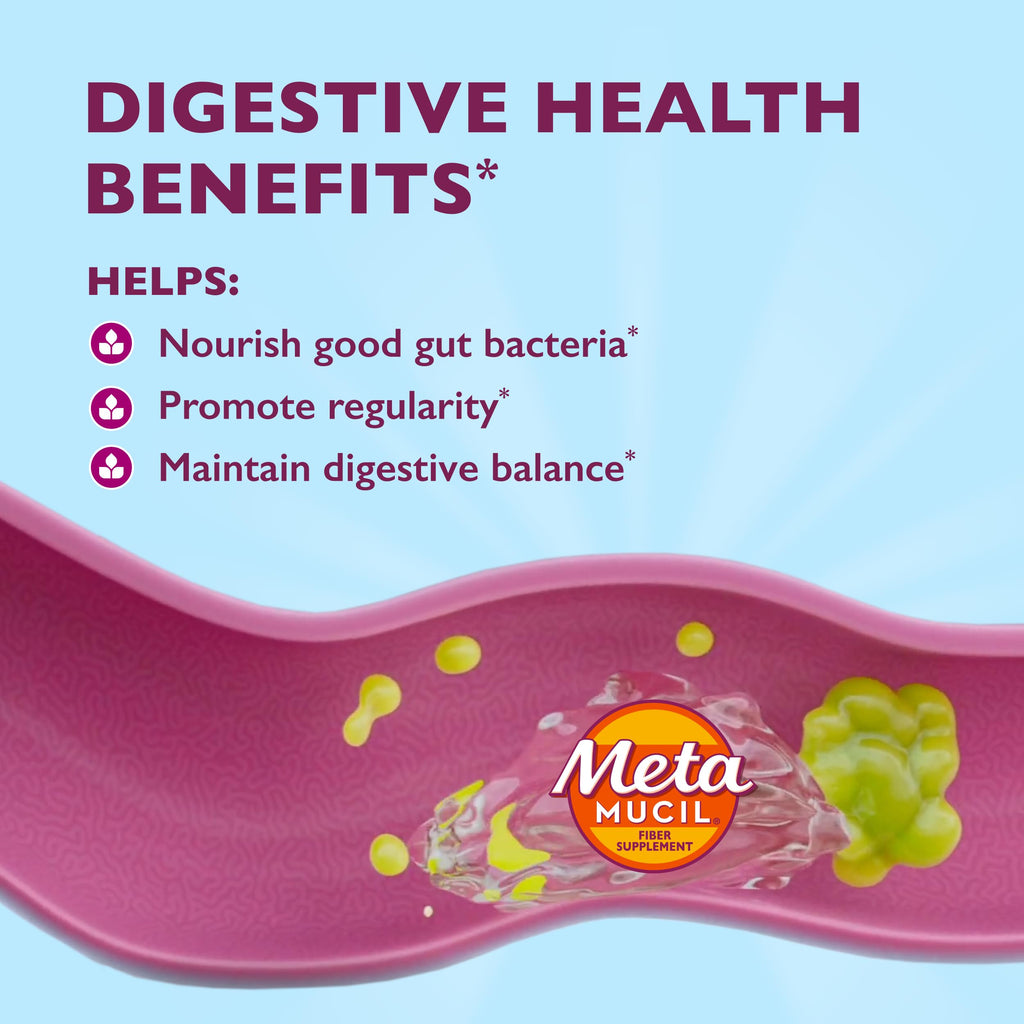 Metamucil Fiber Supplement, Clear Mixing Fiber Powder Stick Packs, Mixed Berry Flavor, On the go, Plant Based Prebiotic Fiber Supplement Blend for Daily Digestive Health, 21 Stick Packs