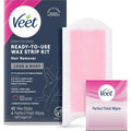 VEET Ready-To-Use Waxing Kit For Women | Wax Strips For Body Hair Removal, Wax Kit For Ingrown Hair Treatment, Personal Care Product, Hair Remover | 40ct Waxing Strips, 4ct Body Wipes