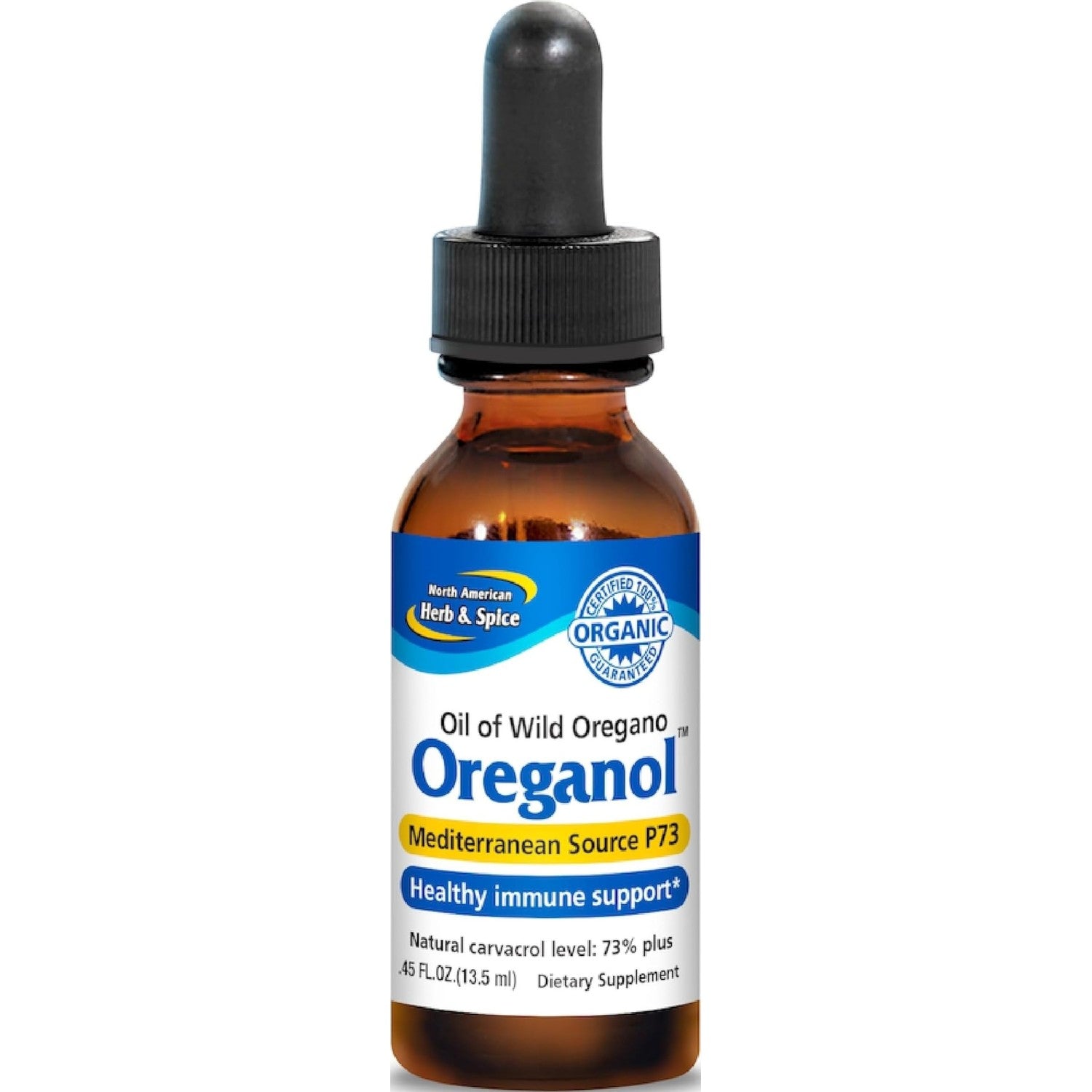 NORTH AMERICAN HERB & SPICE Oreganol - 1 fl. oz. - Unprocessed, Wild, Organic Oregano Oil - Mediterranean Source P73 - Non-GMO - 432 Servings