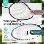EasyGo Badminton Set with Net, 4 Rackets, 4 Shuttlecocks, Portable Storage Box, for Backyards, Outdoor Games, Yard Games