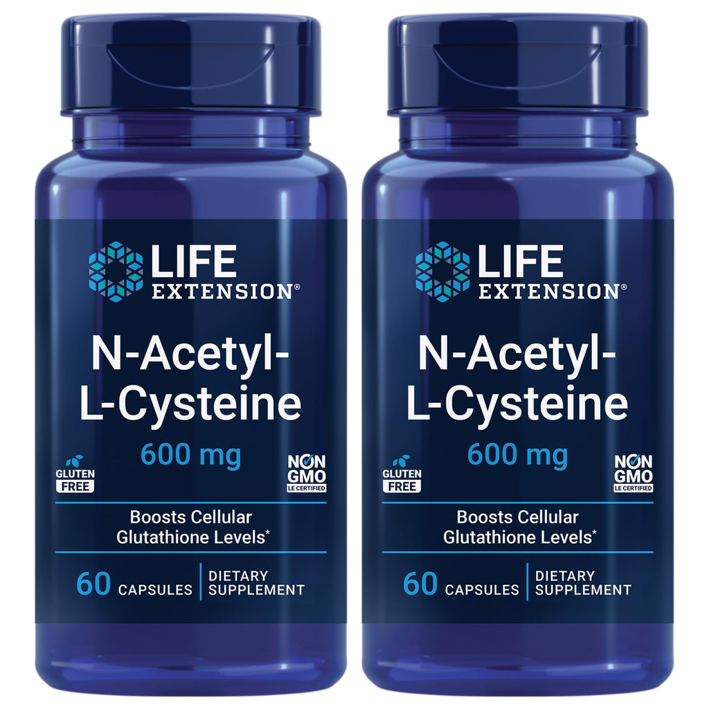 Life Extension N-Acetyl-L-Cysteine (NAC), Immune, Respiratory, Liver Health, NAC 600 mg, Potent antioxidant Support, Free-radicals, Easy to Absorb, 60 Capsules