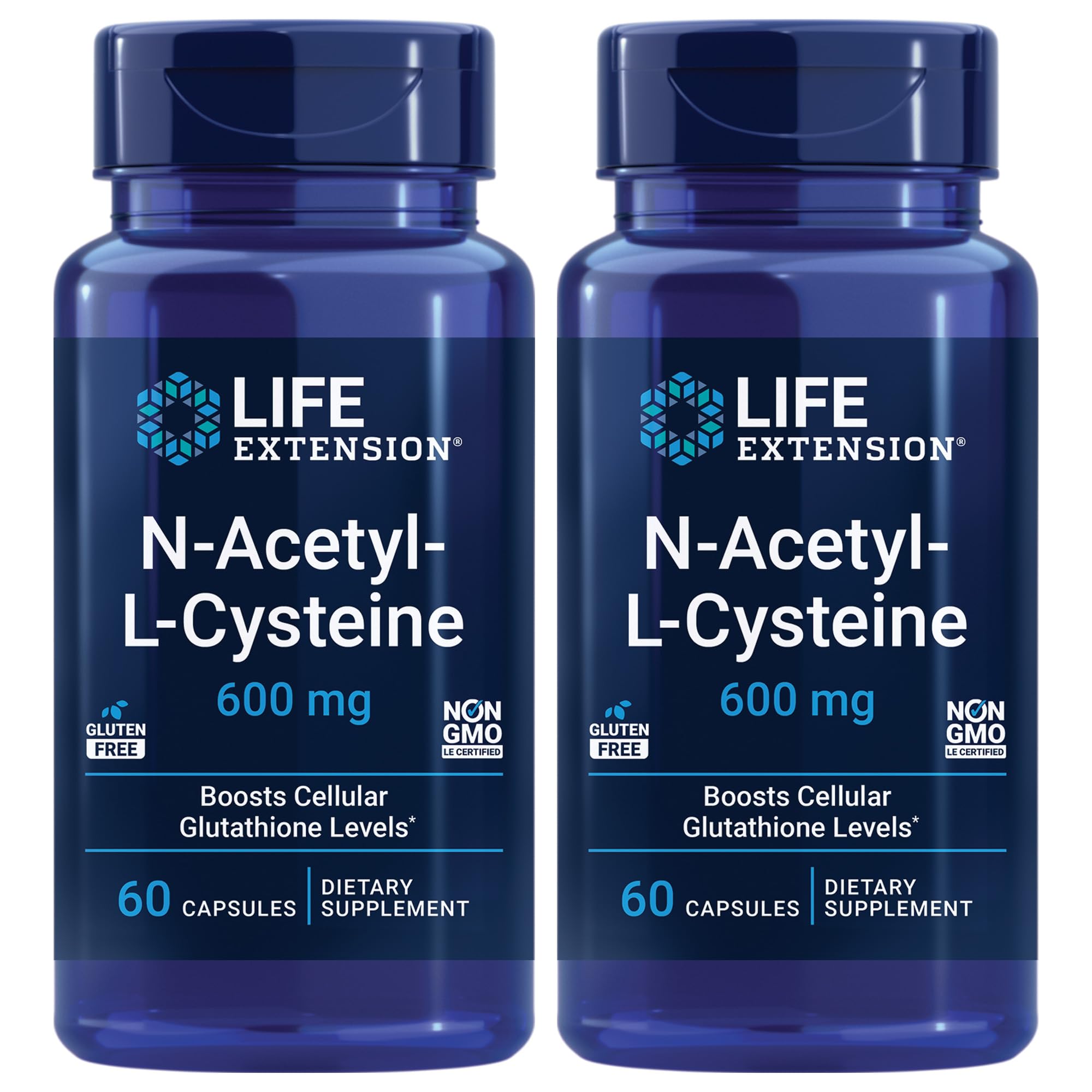 Life Extension N-Acetyl-L-Cysteine (NAC), Immune, Respiratory, Liver Health, NAC 600 mg, Potent antioxidant Support, Free-radicals, Easy to Absorb, 60 Capsules