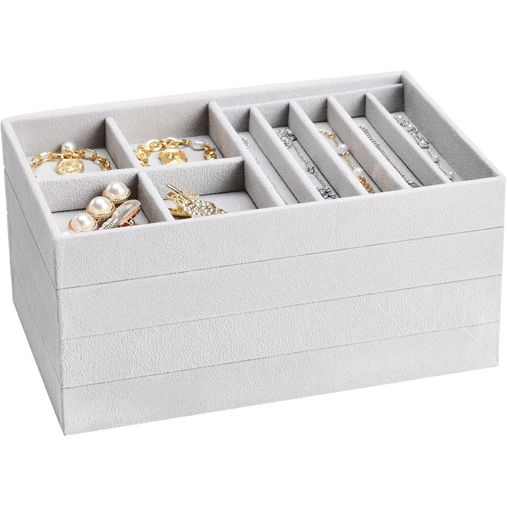 Buy now ProCase Stackable Jewelry Organizer Trays for Drawers, Jewelry Drawer Inserts Container Display Case Storage for Earring Necklace Rings Bracelet with Removable Dividers -Grey, 4 Layers at indiglob india