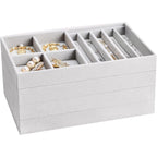 Buy now ProCase Stackable Jewelry Organizer Trays for Drawers, Jewelry Drawer Inserts Container Display Case Storage for Earring Necklace Rings Bracelet with Removable Dividers -Grey, 4 Layers at indiglob india