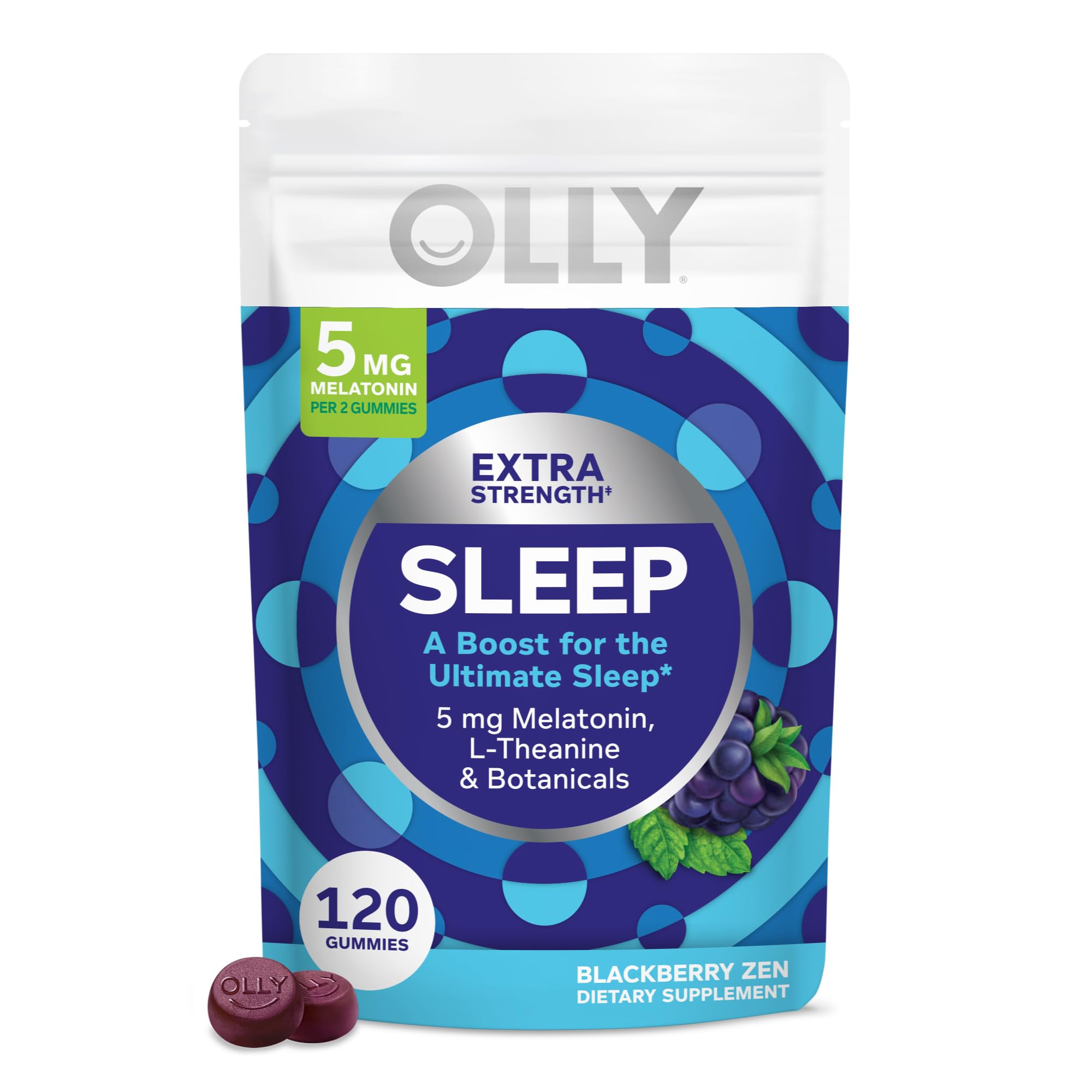 OLLY Extra Strength Sleep Pouch, 5 mg Melatonin, L-Theanine - 120 Count