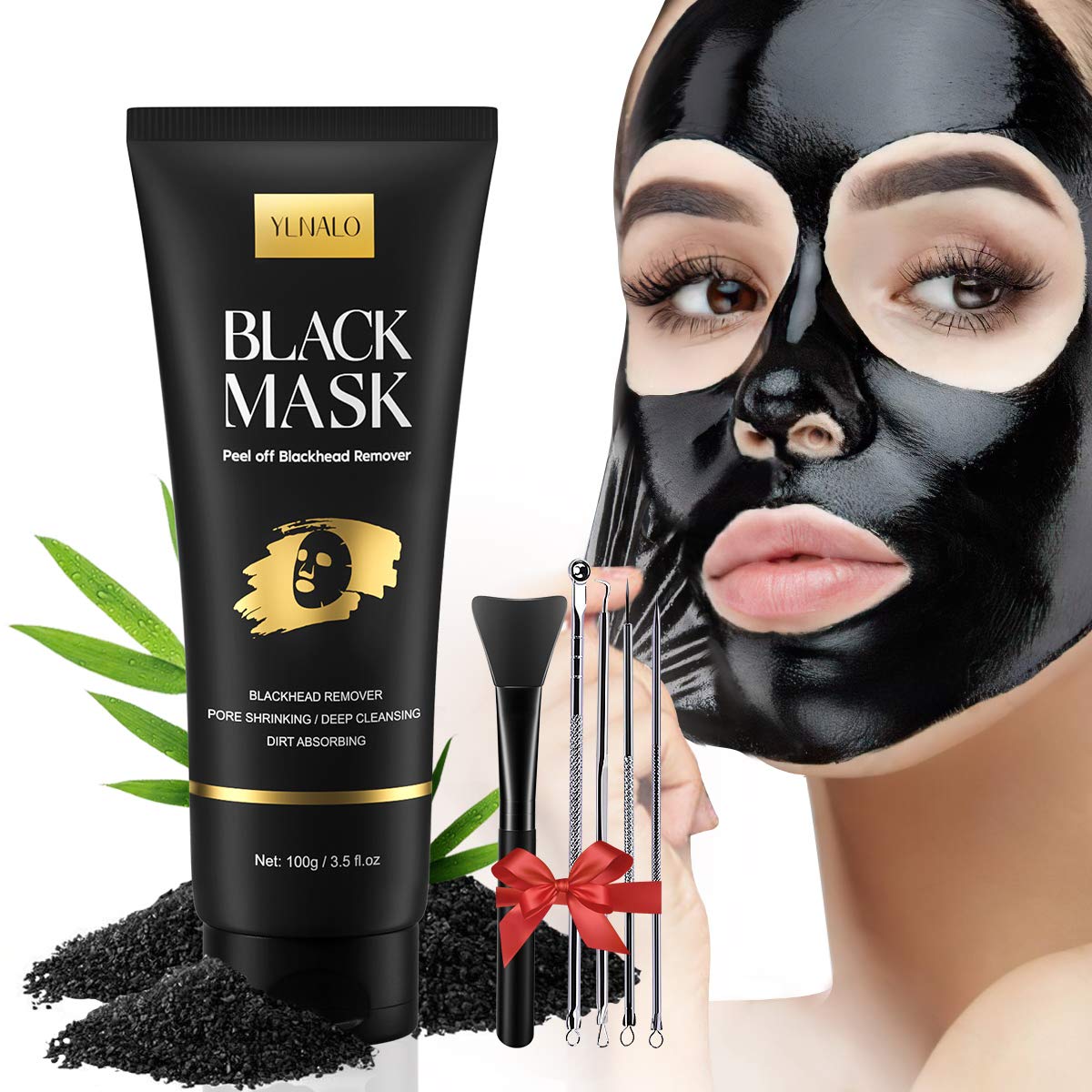Buy now YLNALO Blackhead Remover Mask Kit, Charcoal Peel Off Facial Mask with Brush and Pimple Extractors, Deep Cleansing for Face Nose Blackhead Pores Acne, For All Skin Types (3.5 Fl.oz) at indiglob india