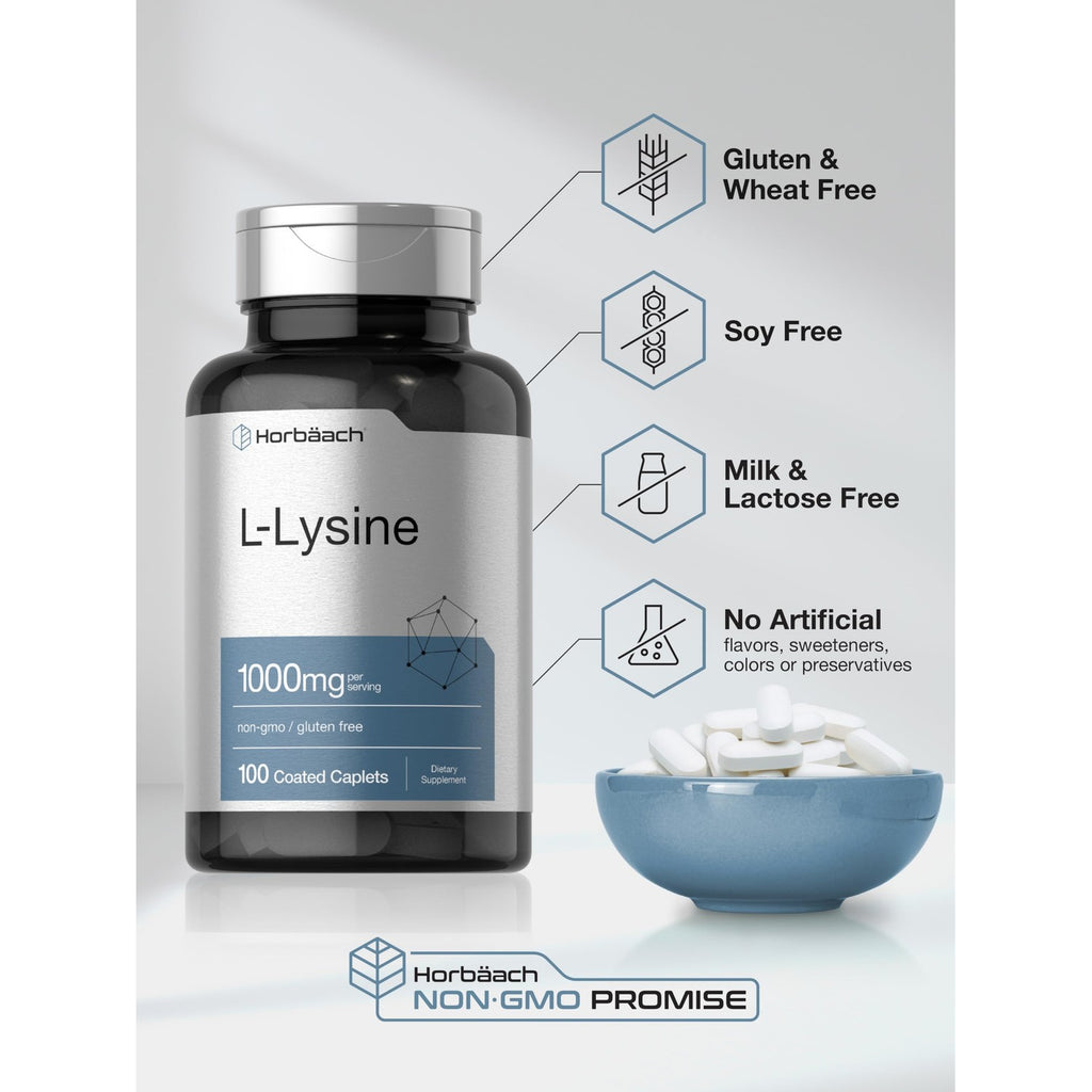 Horbäach L-Lysine 1000mg | 100 Coated Caplets
