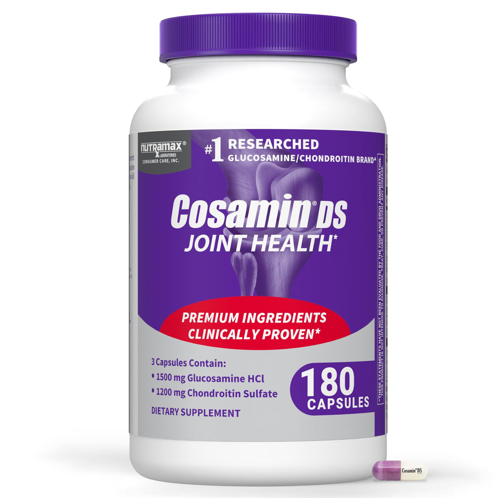 Nutramax Cosamin DS Joint Supplement, Glucosamine Chondroitin, 180 Capsules | Trademarked Glucosamine and Chondroitin for Joint Support, Clinically Proven in Published Studies, Third Party Tested