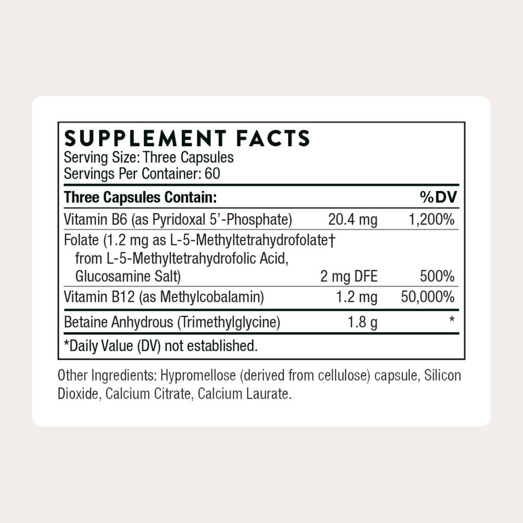 THORNE Methyl-Guard, Active Folate, B6, B12 & Betaine, 180 Capsules