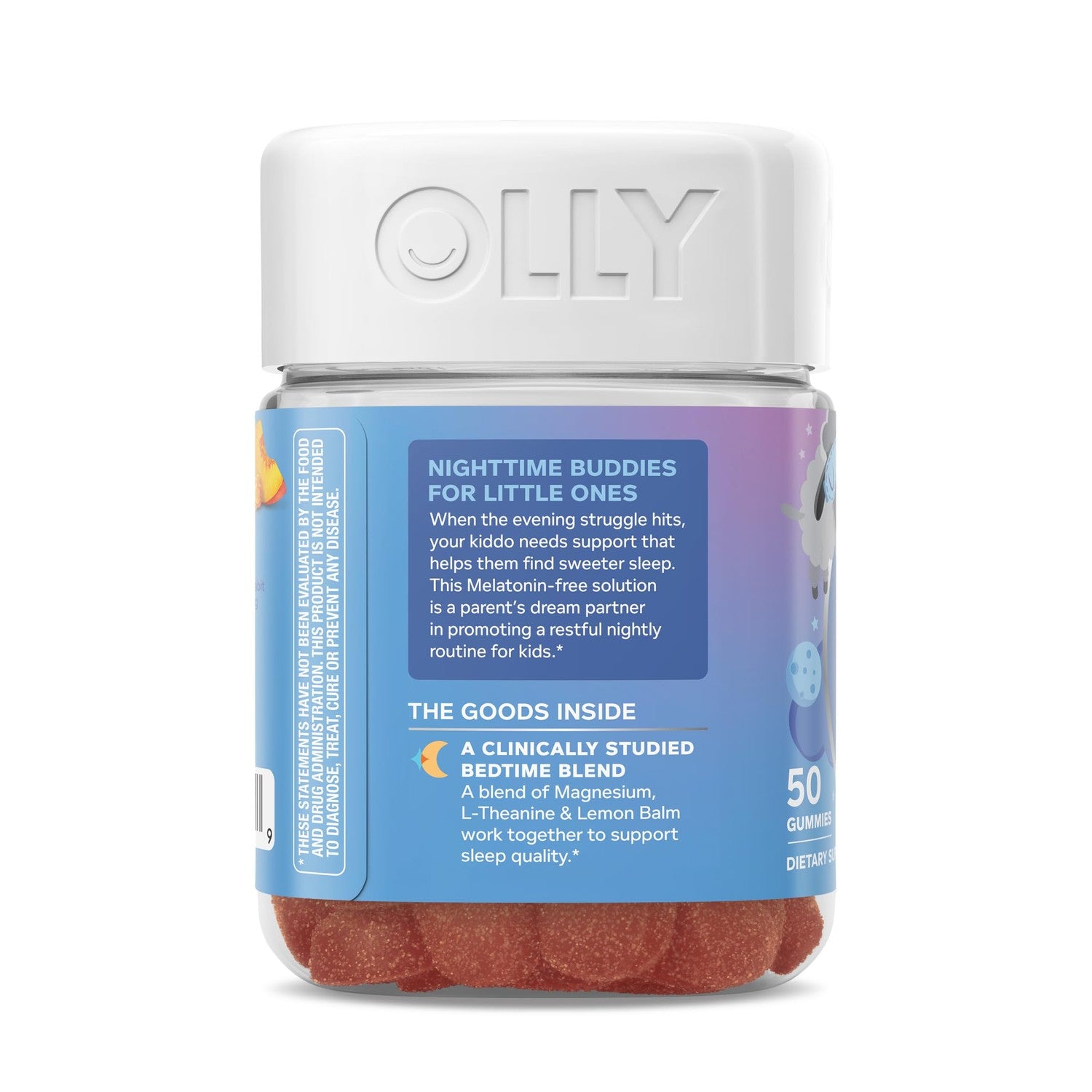 OLLY Kids Melatonin Free Sleep, Magnesium & L-Theanine, Peach - 50 Count
