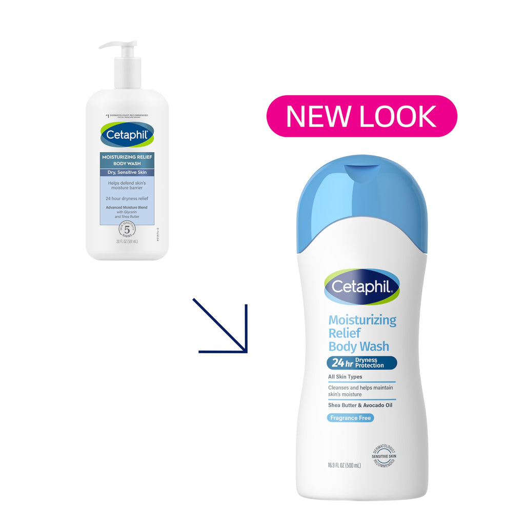 Cetaphil Moisturizing Body Wash, Sensitive Skin, Fragrance Free, 16.9 fl oz | Hydrating Body Wash for Women and Men, Fragrance-Free, Dermatologist Recommended, Soothes Dry, Sensitive Skin